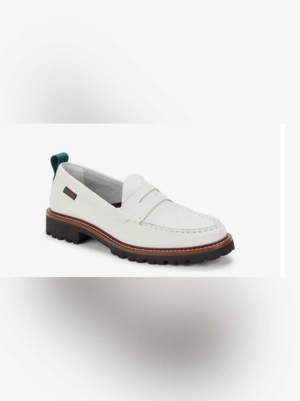 G.H. Bass & Co. White pebbled Leather Modern Whitney 1936 lug
